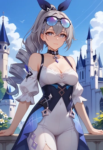 star rail,silver wolf,pants,wide-leg,strappy top  - AI generated anime art